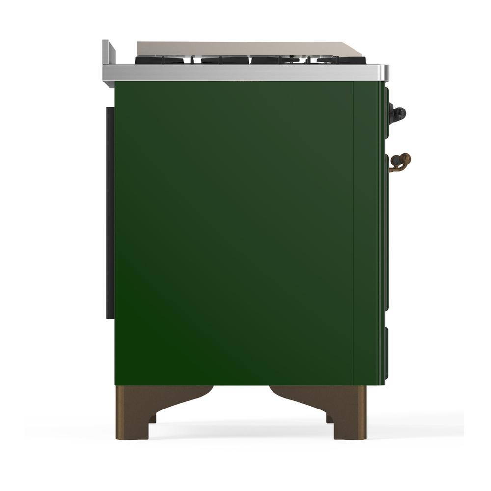Ilve UM48FSNR3EGBLP Ilve Um48Fsnr3Egblp Majestic Iii 48 Inch Dual Fuel Range With 5 Black Brass Burners, Griddle And French Top, Dual Function Burner Up To 25,000 Btu (Liquid Propane, Triple Glass Door, Emerald Green, Burnished)