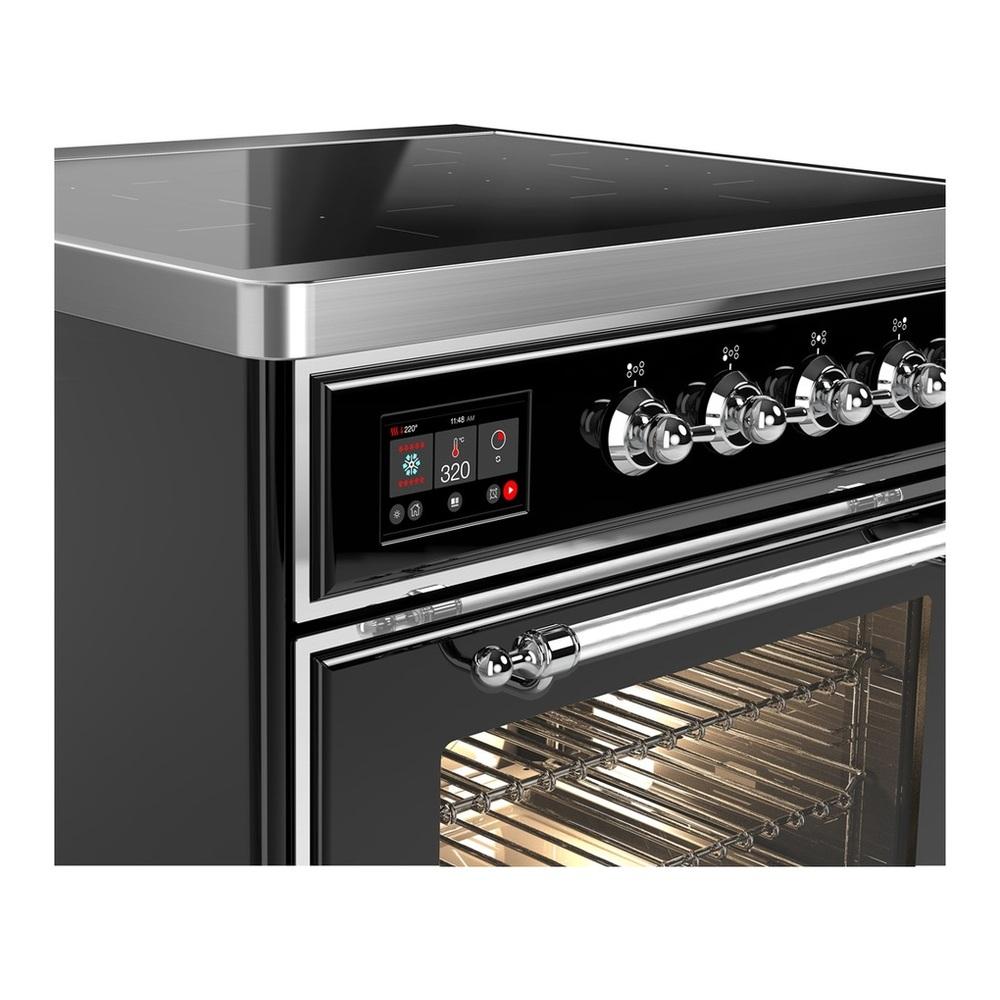 Ilve UMIB30NR3BKC Ilve Umib30Nr3Bkc Majestic Iii 30 Inch Induction Range With 4 Elements, 4 Cu. Ft. Oven Capacity (Triple Glass Door, Glossy Black, Chrome)