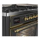 Ilve UM60FNR3MGGLP Ilve Um60Fnr3Mgglp Majestic Iii 60 Inch Dual Fuel Range With 9 Burners And Griddle, Dual Function Burner Up To 25,000 Btu (Liquid Propane, Triple Glass Door, Graphite Matte, Brass)