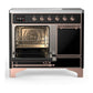 Ilve UMDIB40QNR3BKP Ilve Umdib40Qnr3Bkp Majestic Iii 40 Inch Induction Range With 6 Elements, 3.82 Cu. Ft. Total Oven Capacity (Solid Door, Glossy Black, Copper)