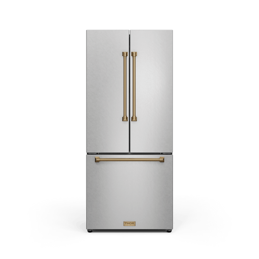 Thor Kitchen RF3017FFD99BRZ 30 Inch 17.7 Cu Ft French Door Counter Depth Refrigerator With Ice Maker In Stainless Steel/Bronze Gordon Ramsay Series - Rf3017Ffd99-Brz