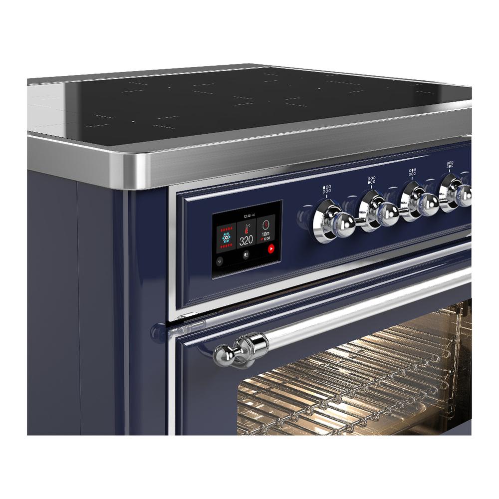 Ilve UMIB36NR3MBC Ilve Umib36Nr3Mbc Majestic Iii 36 Inch Induction Range With 6 Elements, 3.5 Cu. Ft. Total Oven Capacity (Triple Glass Door, Midnight Blue, Chrome)
