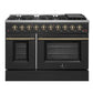 Forno FFSGS624448BLK Forno Galiano 48-Inch Gas Range Black & Antique Brass Design, 8 Burners, 107,000 Btu, Griddle, 6.58 Cu.Ft. Double Ovens