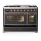 Ilve UM48FNR3MGPLP Ilve Um48Fnr3Mgplp Majestic Iii 48 Inch Dual Fuel Range With 8 Burners And Griddle, Dual Function Burner Up To 25,000 Btu (Liquid Propane, Triple Glass Door, Graphite Matte, Copper)