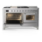 Ilve UM60FSNR3SSC Ilve Um60Fsnr3Ssc Majestic Iii 60 Inch Dual Fuel Range With 7 Burners, Griddle And French Top, Dual Function Burner With Up To 25,000 Btu (Natural Gas, Triple Glass Door, Stainless Steel, Chrome)