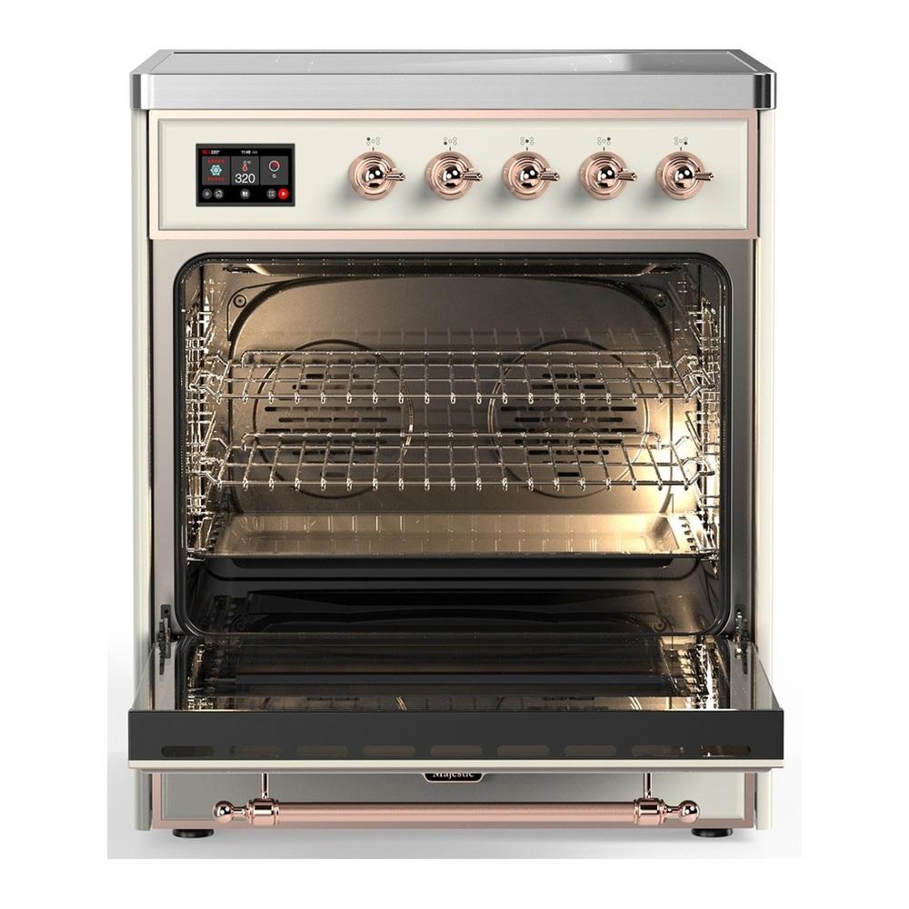Ilve UMIB30QNR3AWP Ilve Umib30Qnr3Awp Majestic Iii 30 Inch Induction Range With 4 Elements, 4 Cu. Ft. Oven Capacity (Solid Door, Antique White, Copper)