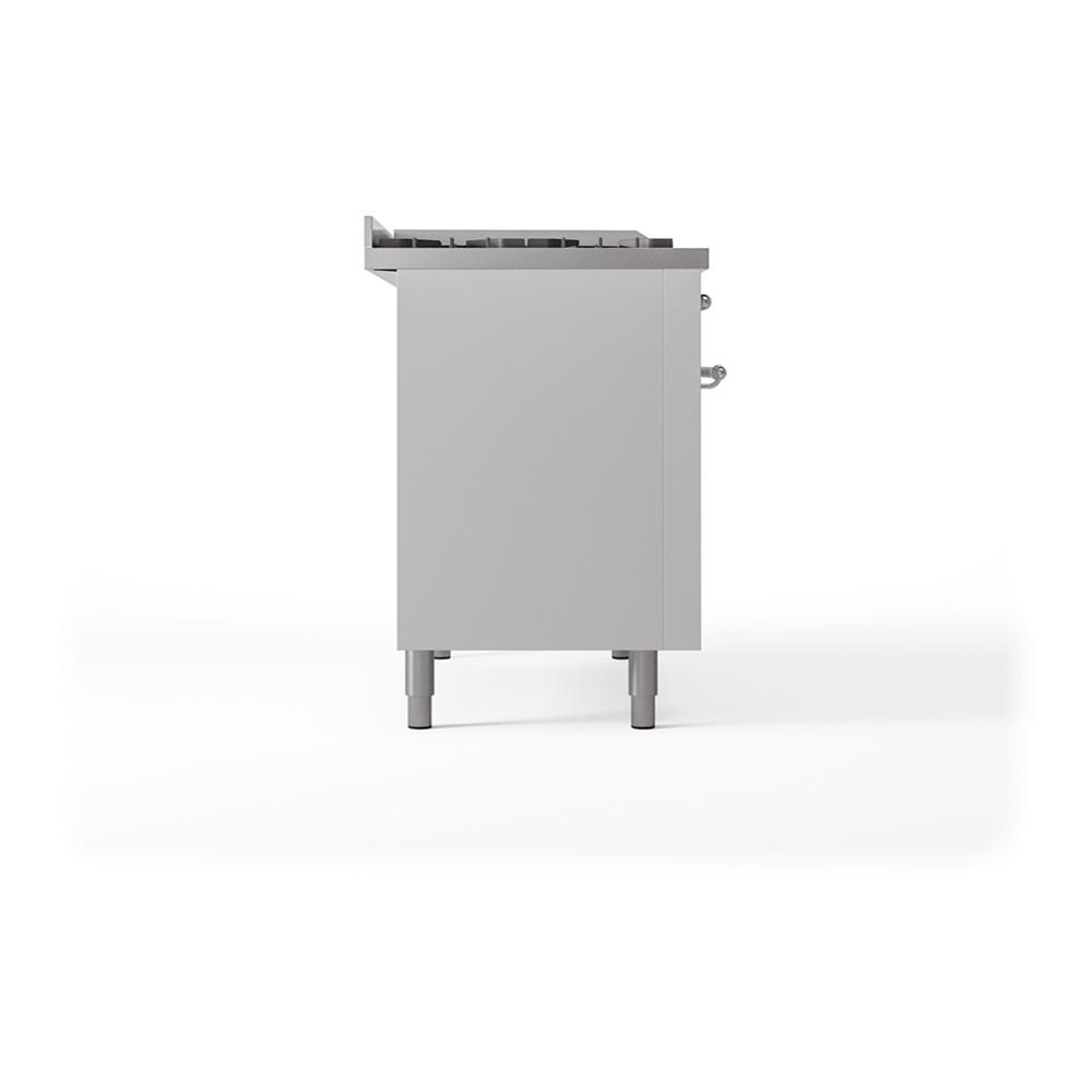 Ilve UN48FSQNMPWHCLP Ilve Un48Fsqnmpwhclp Nostalgie Ii Noblesse 48" Dual Fuel Range (5 Sealed Burners + Griddle + French Top, Liquid Propane, Solid Door, White, Chrome)