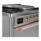 Ilve UM36FQNR3SSPLP Ilve Um36Fqnr3Ssplp Majestic Iii 36 Inch Dual Fuel Range With 6 Black Brass Burners And Griddle, Dual Function Burner Up To 25,000 Btu (Solid Door, Stainless Steel, Copper, Liquid Propane)