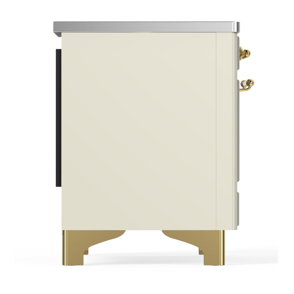 Ilve UMDIB40QNR3AWG Ilve Umdib40Qnr3Awg Majestic Iii 40 Inch Induction Range With 6 Elements, 3.82 Cu. Ft. Total Oven Capacity (Solid Door, Antique White, Brass)