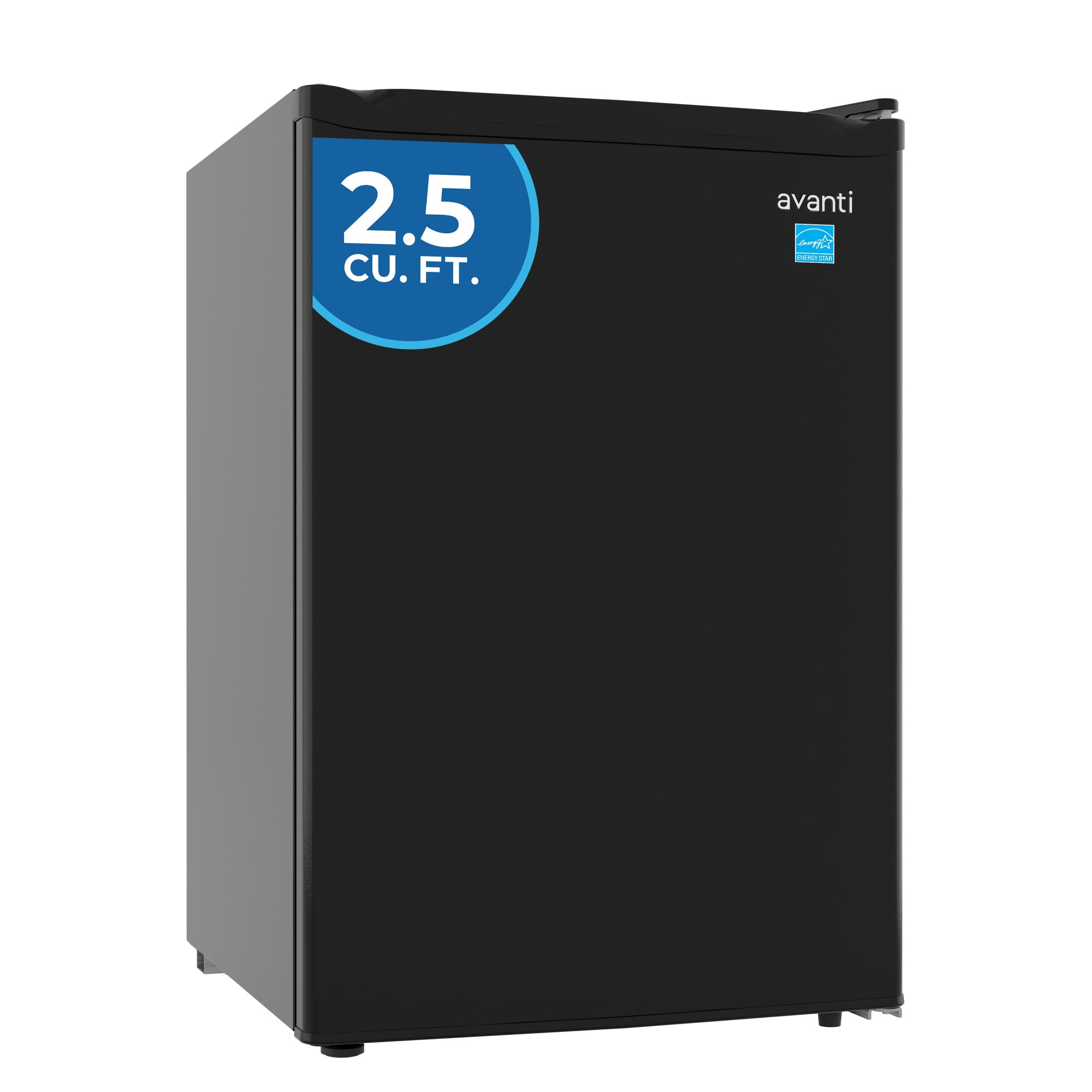 Avanti AVRM25F1B Avanti 2.5 Cu. Ft. Compact Refrigerator, Mini-Fridge, In Black (Avrm25F1B)