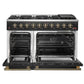Forno FFSGS624448BLK Forno Galiano 48-Inch Gas Range Black & Antique Brass Design, 8 Burners, 107,000 Btu, Griddle, 6.58 Cu.Ft. Double Ovens