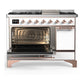 Ilve UM48FQNR3WHP Ilve Um48Fqnr3Whp Majestic Iii 48 Inch Dual Fuel Range With 8 Burners And Griddle, Dual Function Burner Up To 25,000 Btu (Natural Gas, Solid Door, White, Copper)