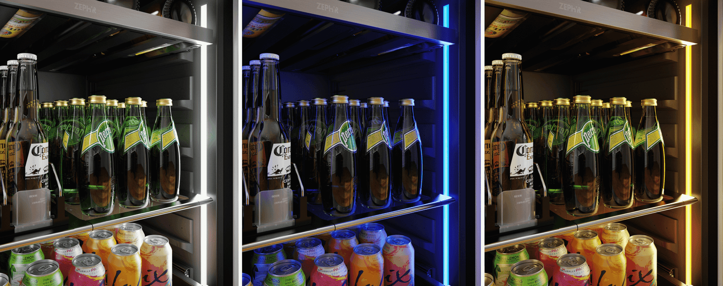Zephyr PRPB24C01CG Presrv Pro Beverage Cooler, 24In Under Cabinet, Ss+Glass, Reverse Door, 1 Zone