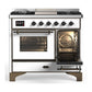 Ilve UMD40FNR3WHBLP Ilve Umd40Fnr3Whblp Majestic Iii 40 Inch Dual Fuel Range With 6 Burners And Griddle, Dual Function Burner Up To 25,000 Btu (Liquid Propane, Triple Glass Door, White, Burnished)