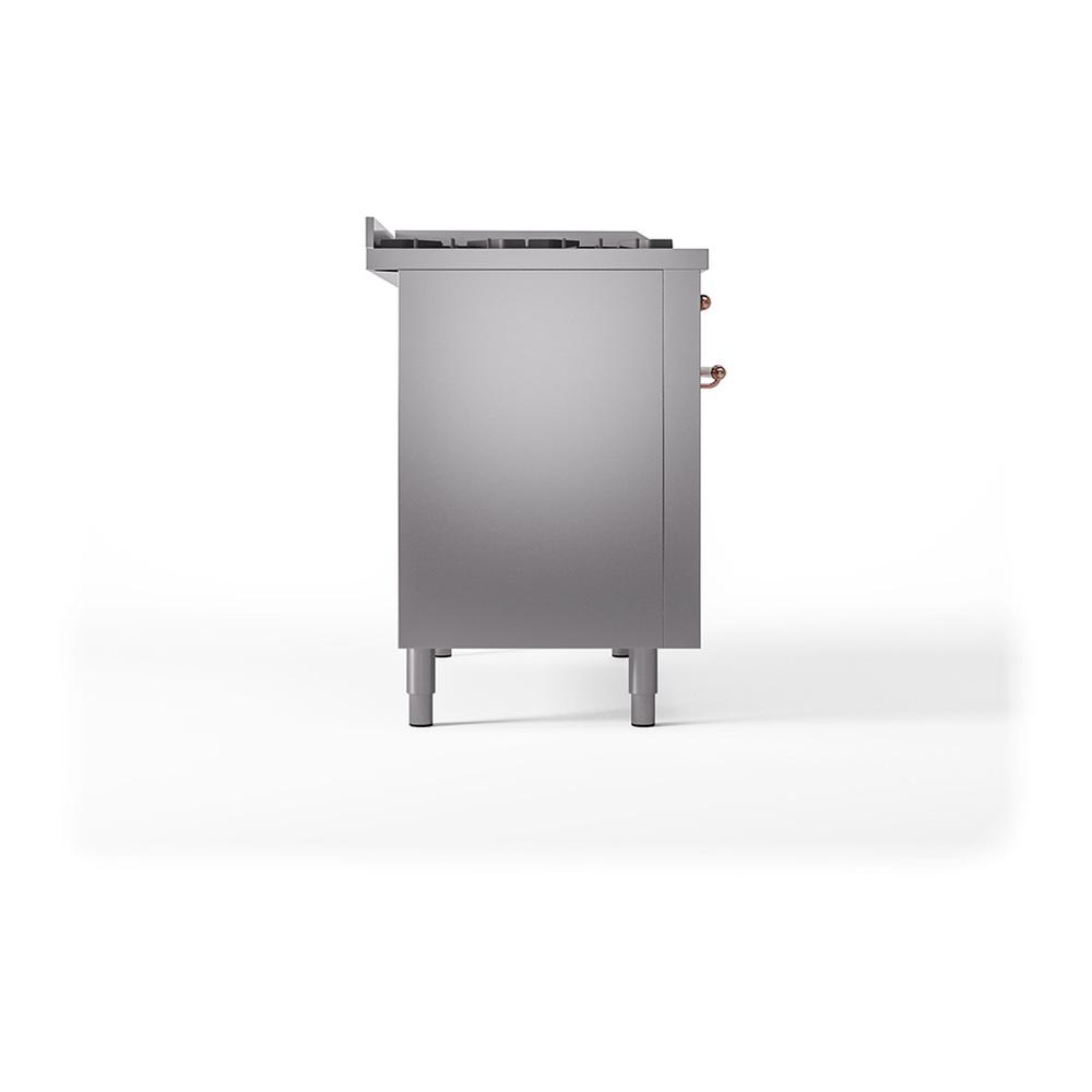 Ilve UN48FSQNMPSSP Ilve Un48Fsqnmpssp Nostalgie Ii Noblesse 48" Dual Fuel Range (5 Sealed Burners + Griddle + French Top, Natural Gas, Solid Door, Stainless Steel, Copper)