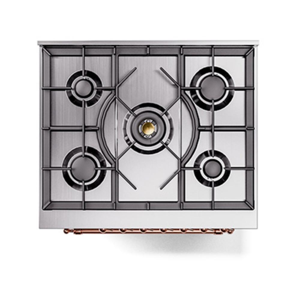 Ilve UN30NMPSSPLP Ilve Un30Nmpssplp Nostalgie Ii Noblesse 30" Dual Fuel Range (Liquid Propane, Triple Glass Door, Stainless Steel, Copper)