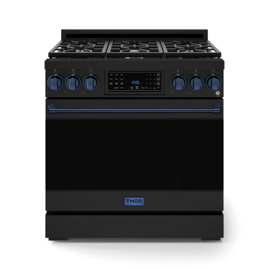 Thor Kitchen RSG36BBLU 36 Inch Professional Gas Range With Tilt Panel Touch Control In Stainless Black/Blue Gordon Ramsay Series - Rsg36B-Blu