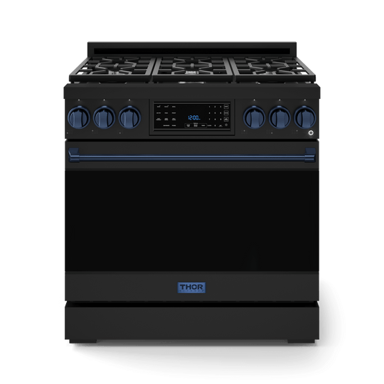 Thor Kitchen RSG36BBLU 36 Inch Professional Gas Range With Tilt Panel Touch Control In Stainless Black/Blue Gordon Ramsay Series - Rsg36B-Blu