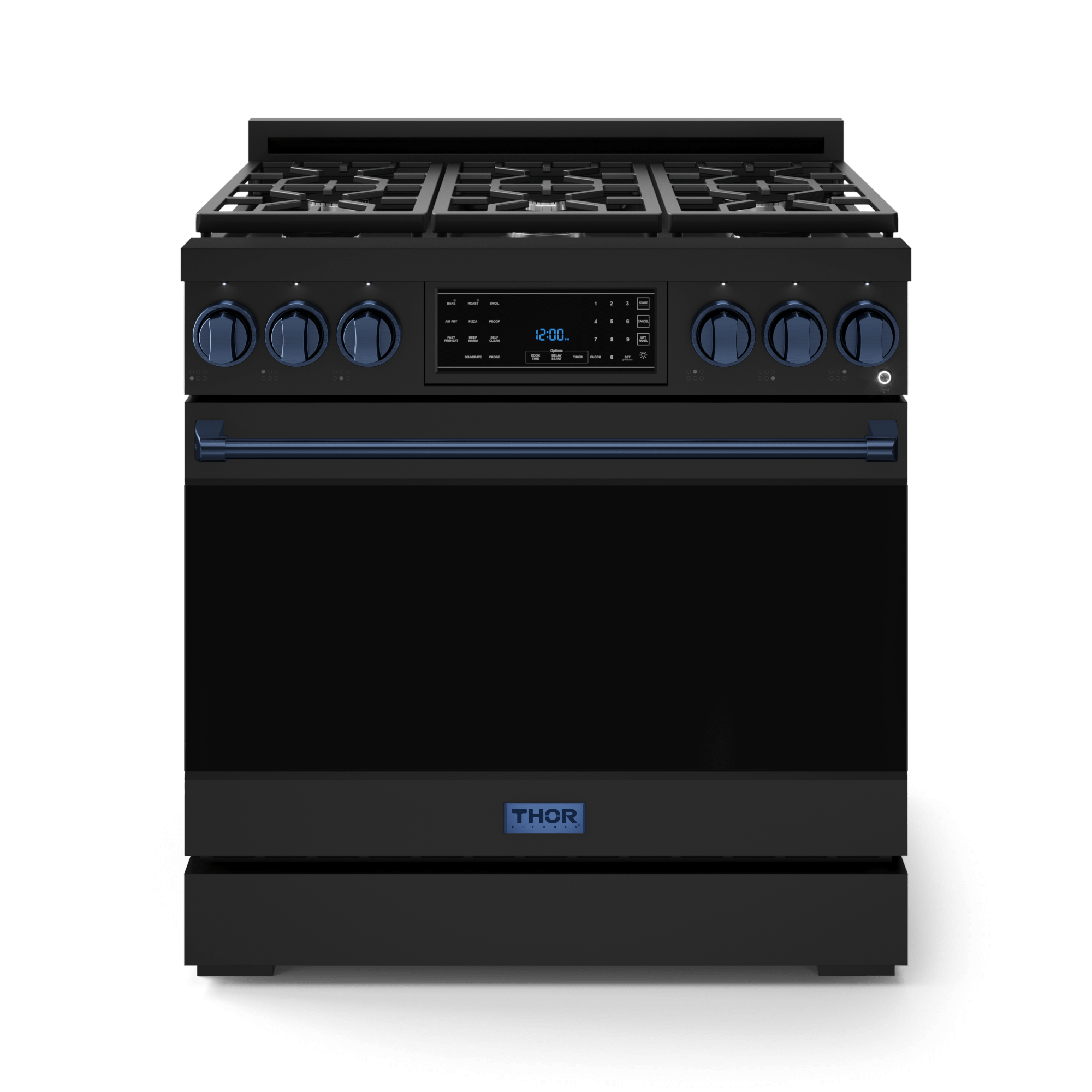 Thor Kitchen RSG36BLPBLU 36 Inch Professional Lp Range With Tilt Panel Touch Control In Stainless Black/Blue Gordon Ramsay Series - Rsg36Blp-Blu