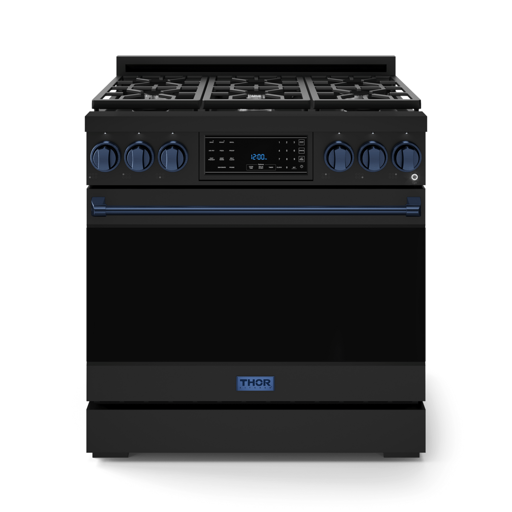 Thor Kitchen RSG36BLPBLU 36 Inch Professional Lp Range With Tilt Panel Touch Control In Stainless Black/Blue Gordon Ramsay Series - Rsg36Blp-Blu