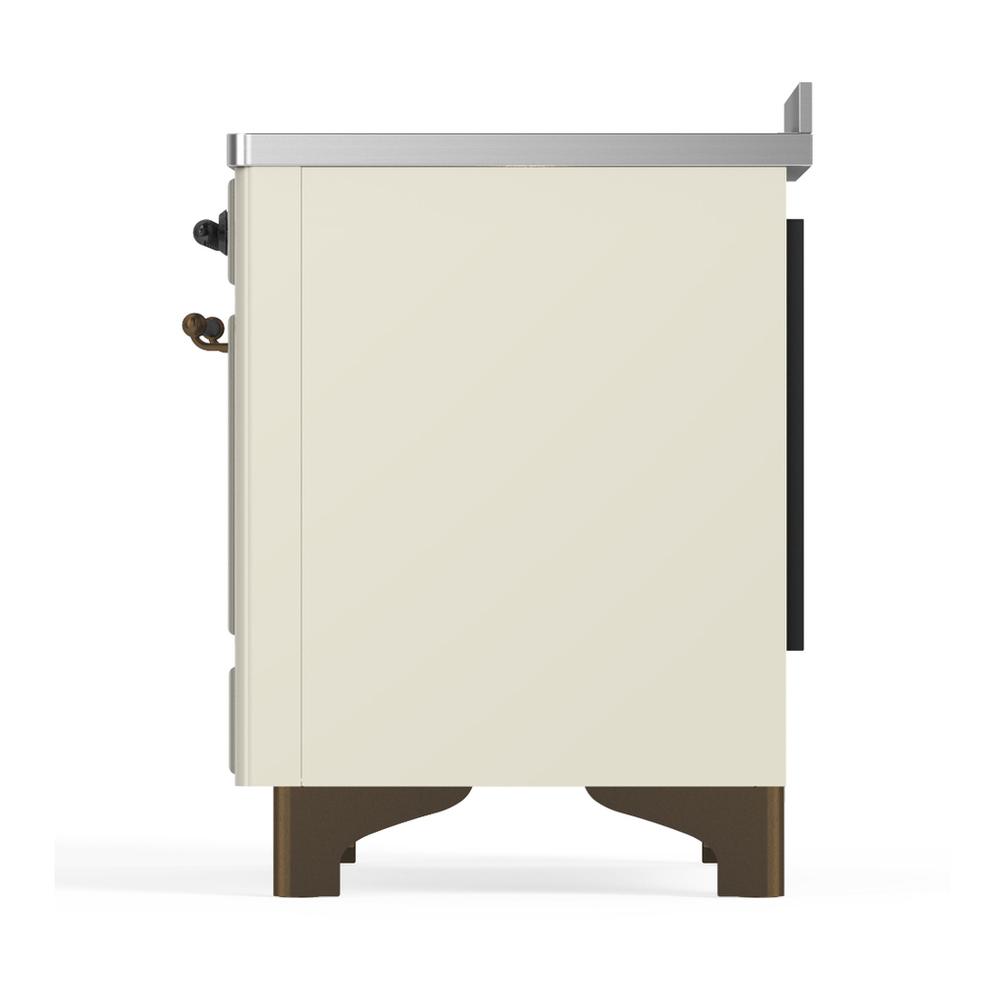 Ilve UMIB48QNR3AWB Ilve Umib48Qnr3Awb Majestic Iii 48 Inch Induction Range With 6 Elements, 5.02 Cu. Ft. Total Oven Capacity (Solid Door, Antique White, Burnished)