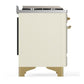 Ilve UM60FNR3AWG Ilve Um60Fnr3Awg Majestic Iii 60 Inch Dual Fuel Range With 9 Burners And Griddle, Dual Function Burner Up To 25,000 Btu (Natural Gas, Triple Glass Door, Antique White, Brass)