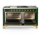 Ilve UM60FSNR3EGG Ilve Um60Fsnr3Egg Majestic Iii 60 Inch Dual Fuel Range With 7 Burners, Griddle And French Top, Dual Function Burner With Up To 25,000 Btu (Natural Gas, Triple Glass Door, Emerald Green, Brass)