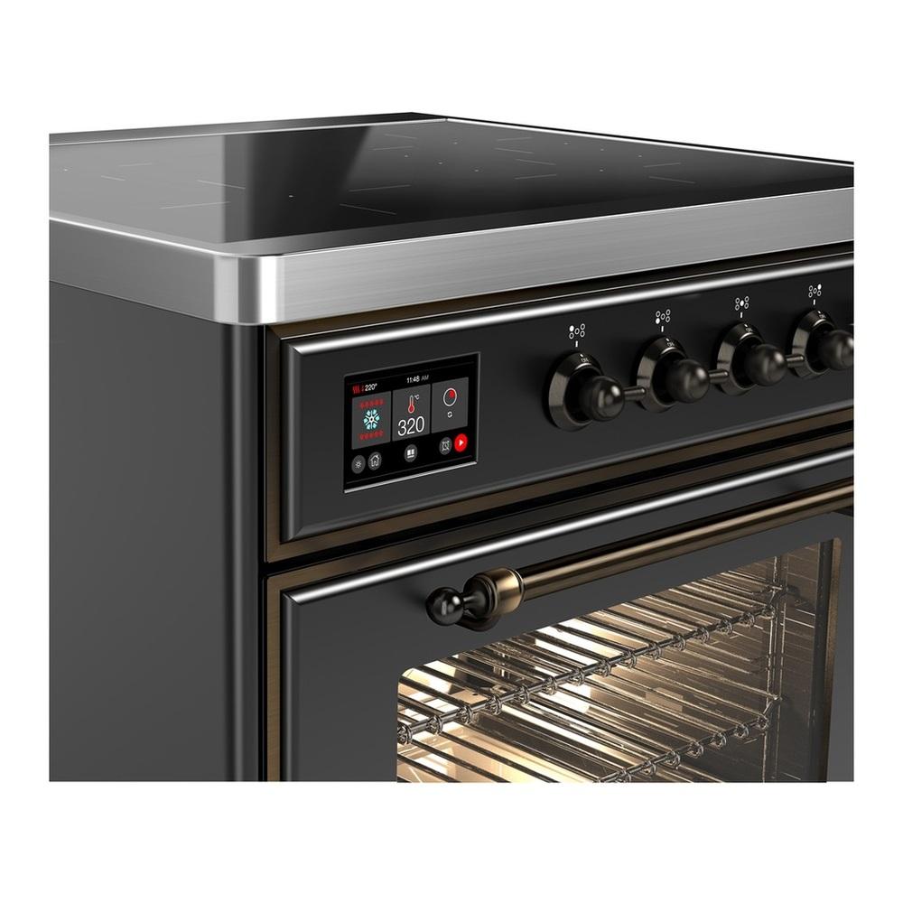 Ilve UMIB30NR3MGB Ilve Umib30Nr3Mgb Majestic Iii 30 Inch Induction Range With 4 Elements, 4 Cu. Ft. Oven Capacity (Triple Glass Door, Graphite Matte, Burnished)