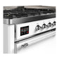 Ilve UM60FQNR3WHCLP Ilve Um60Fqnr3Whclp Majestic Iii 60 Inch Dual Fuel Range With 9 Burners And Griddle, Dual Function Burner Up To 25,000 Btu (Liquid Propane, Solid Door, White, Chrome)