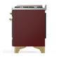 Ilve UM60FSNR3BUG Ilve Um60Fsnr3Bug Majestic Iii 60 Inch Dual Fuel Range With 7 Burners, Griddle And French Top, Dual Function Burner With Up To 25,000 Btu (Natural Gas, Triple Glass Door, Burgundy, Brass)