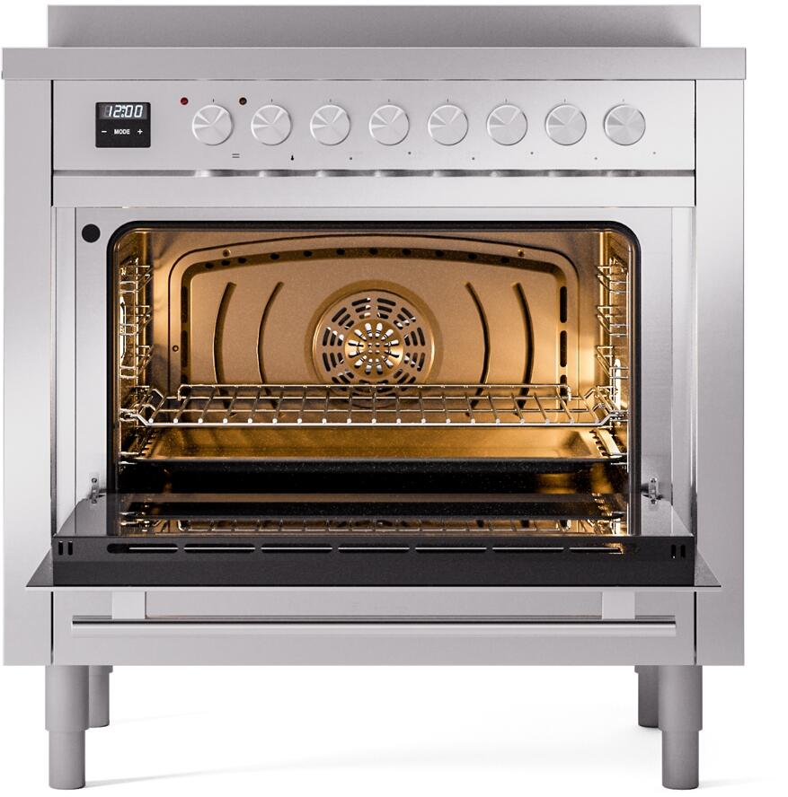 Ilve UPI366WMPSS Professional Plus Ii 36 Inch Electric Freestanding Range In Stainless Steel With Trim