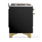 Ilve UM36FNR3BKGLP Ilve Um36Fnr3Bkglp Majestic Iii 36 Inch Dual Fuel Range With 6 Black Brass Burners And Griddle, Dual Function Burner Up To 25,000 Btu (Triple Glass Door, Glossy Black, Brass, Liquid Propane)