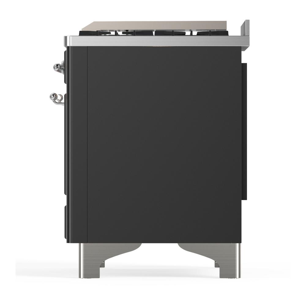 Ilve UM60FQNR3MGCLP Ilve Um60Fqnr3Mgclp Majestic Iii 60 Inch Dual Fuel Range With 9 Burners And Griddle, Dual Function Burner Up To 25,000 Btu (Liquid Propane, Solid Door, Graphite Matte, Chrome)