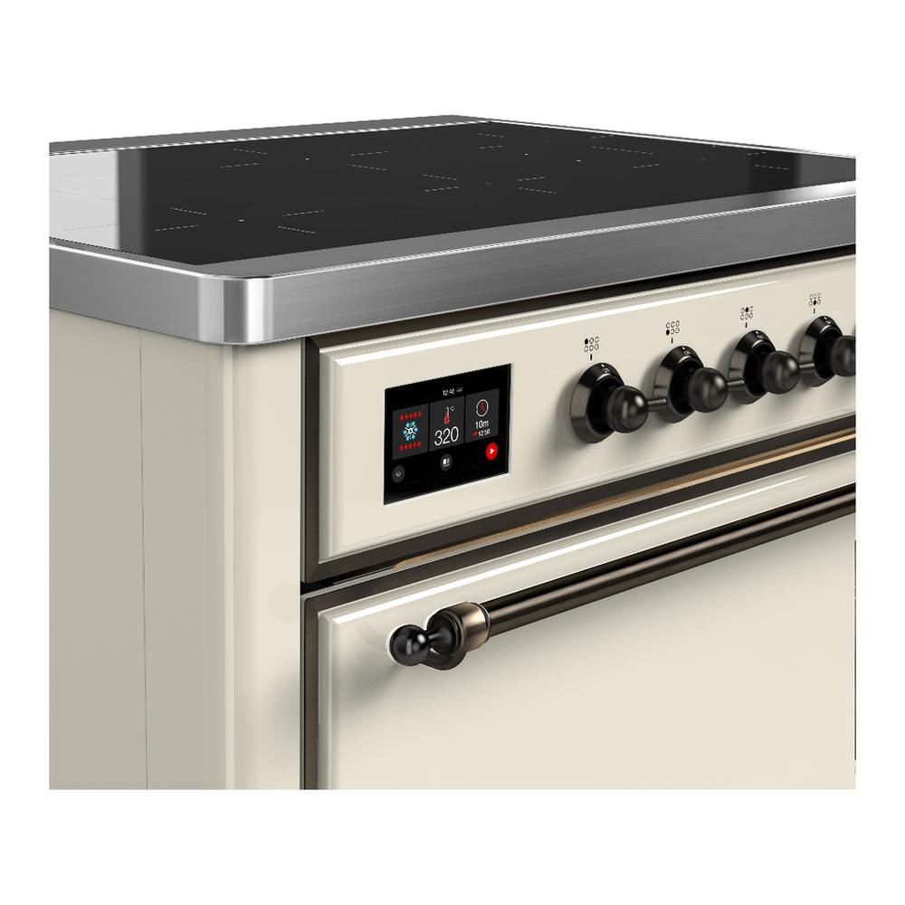 Ilve UMIB36QNR3AWB Ilve Umib36Qnr3Awb Majestic Iii 36 Inch Induction Range With 6 Elements, 3.5 Cu. Ft. Total Oven Capacity (Solid Door, Antique White, Burnished)