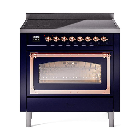 Ilve UNI366NMPMBP Ilve Uni366Nmpmbp Nostalgie Ii Noblesse 36" Induction Range (Triple Glass Door, Midnight Blue, Copper)