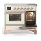Ilve UMDIB40NR3AWP Ilve Umdib40Nr3Awp Majestic Iii 40 Inch Induction Range With 6 Elements, 3.82 Cu. Ft. Total Oven Capacity (Triple Glass Door, Antique White, Copper)