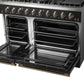Forno FFSGS624448BLK Forno Galiano 48-Inch Gas Range Black & Antique Brass Design, 8 Burners, 107,000 Btu, Griddle, 6.58 Cu.Ft. Double Ovens