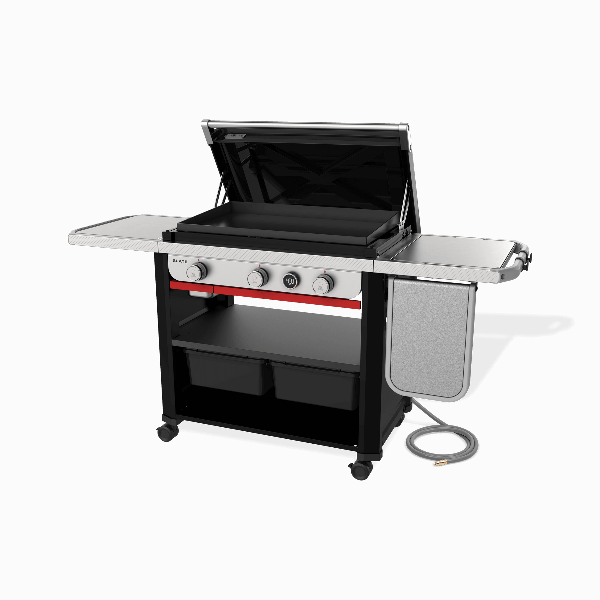 Weber 1500420 Slate™ 30" Rust-Resistant Griddle With Extendable Side Table (Natural Gas) - Black