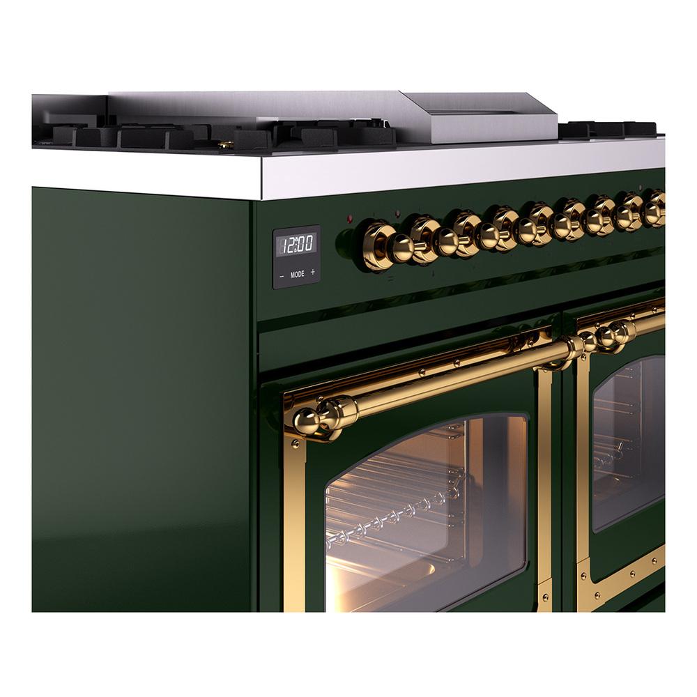 Ilve UND40FNMPEGG Ilve Und40Fnmpegg Nostalgie Ii Noblesse 40" Dual Fuel Range (Natural Gas, Triple Glass Door, Emerald Green, Brass)