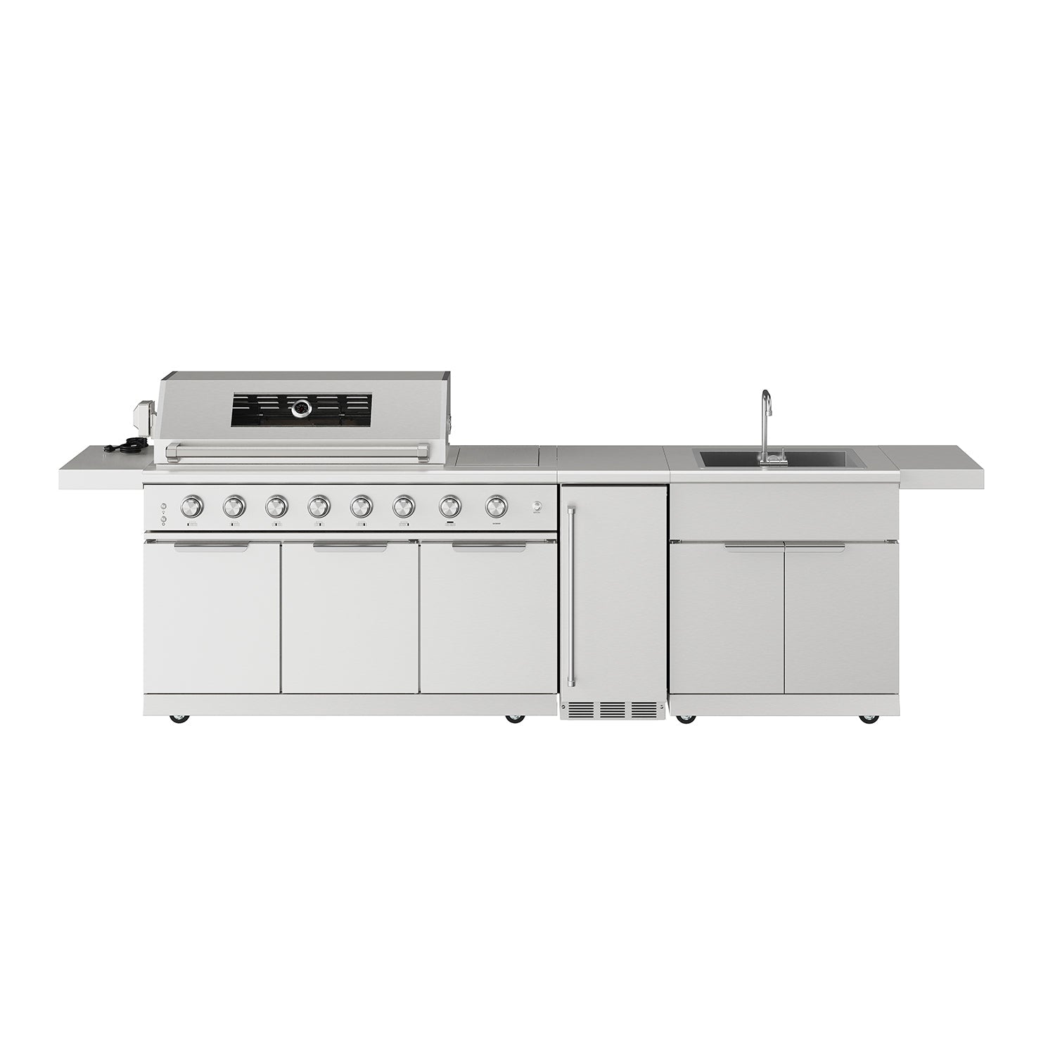 Thor Kitchen TBG573P 10 Ft. Outdoor Kitchen Island With Gas Grill & Side Burner, Sink & Drawer 77,000 Btu - Stainless Steel
