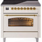 Ilve UPI366NMPAWG Nostalgie Ii 36 Inch Electric Freestanding Range In Antique White With Brass Trim
