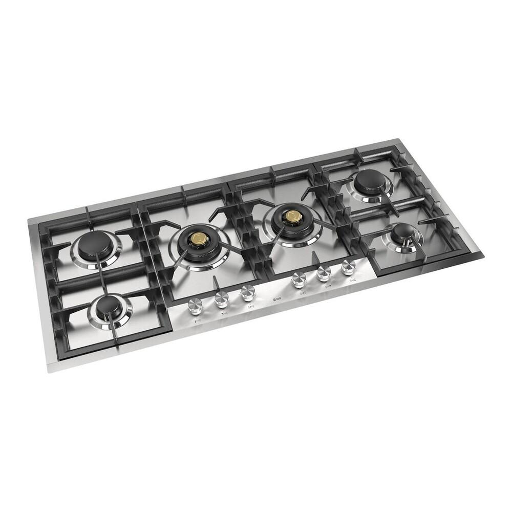 Ilve UHCPT125SSLP Ilve Uhcpt125Sslp Professional Plus Ii 48 Inch Built-In Gas Cooktop With Total Black Brass Burners, In Stainless Steel (6 Sealed Burners, Liquid Propane)