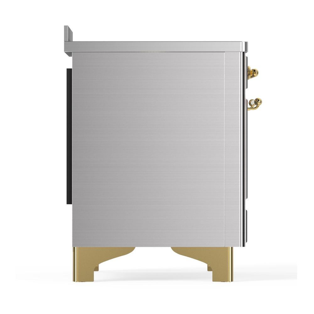 Ilve UMIB48QNR3SSG Ilve Umib48Qnr3Ssg Majestic Iii 48 Inch Induction Range With 6 Elements, 5.02 Cu. Ft. Total Oven Capacity (Solid Door, Stainless Steel, Brass)