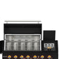 Forno FODKT2551BLK Forno All Aperto 87,600 Btu Outdoor Kitchen, 4 Burners, Infrared Burners, Side Burner, Black Sintered Stone Countertops, Gas Pizza Oven, Sink Module, Bar & Beverage Center