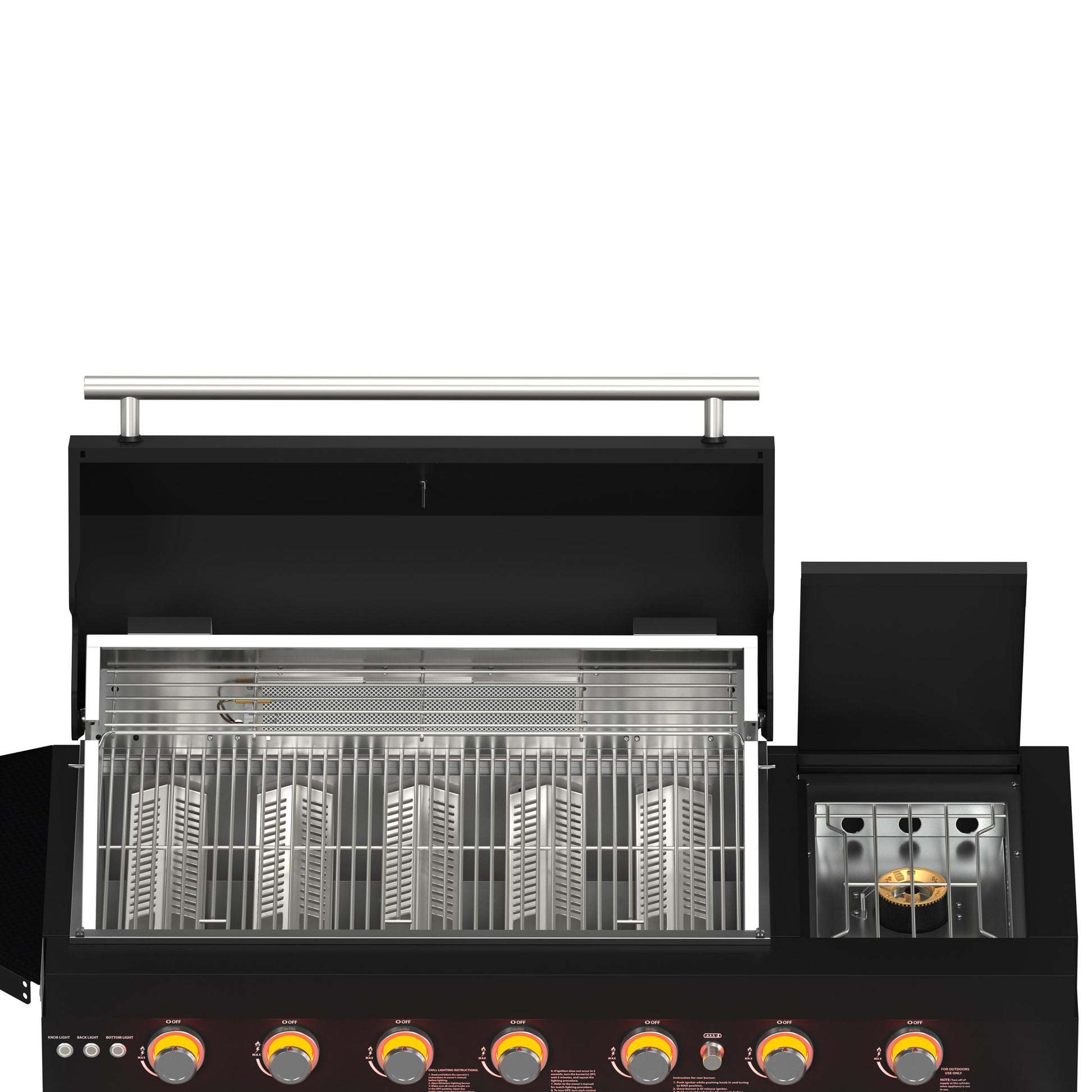 Forno FODKT2551BLK Forno All Aperto 87,600 Btu Outdoor Kitchen, 4 Burners, Infrared Burners, Side Burner, Black Sintered Stone Countertops, Gas Pizza Oven, Sink Module, Bar & Beverage Center