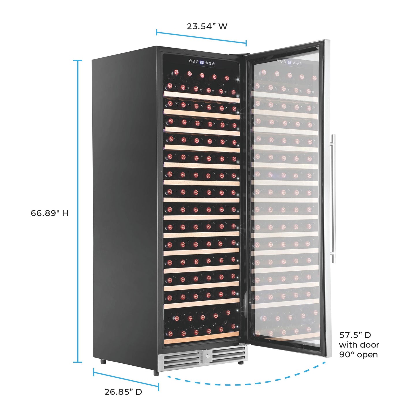 Avanti WCF149SE3S1 Avanti Refresh Wine Cooler, 149 Bottle Capacity, Stainless Steel Finish With Wood Shelves, Digital Touch Controls, Glass Door (Wcf149Se3S)
