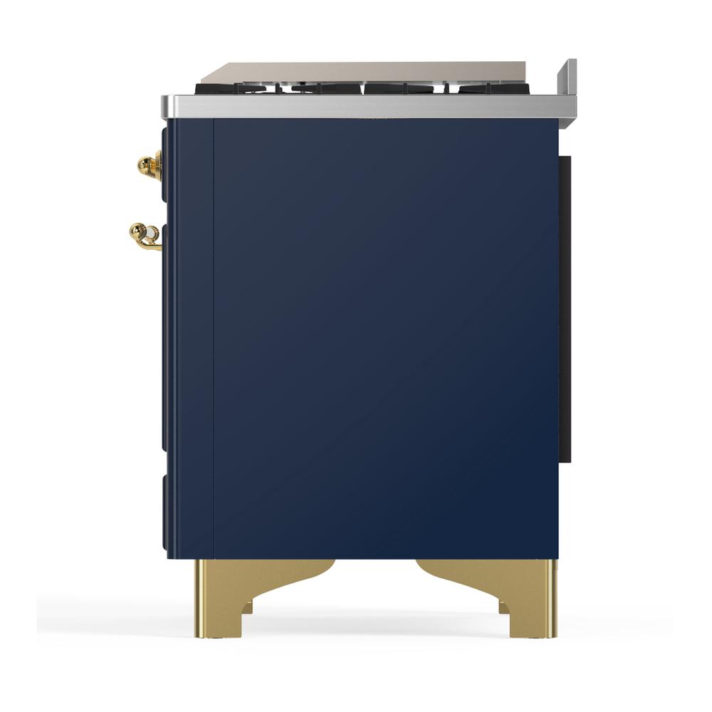 Ilve UM60FSNR3MBG Ilve Um60Fsnr3Mbg Majestic Iii 60 Inch Dual Fuel Range With 7 Burners, Griddle And French Top, Dual Function Burner With Up To 25,000 Btu (Natural Gas, Triple Glass Door, Midnight Blue, Brass)