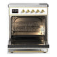 Ilve UMIB30QNR3WHG Ilve Umib30Qnr3Whg Majestic Iii 30 Inch Induction Range With 4 Elements, 4 Cu. Ft. Oven Capacity (Solid Door, White, Brass)