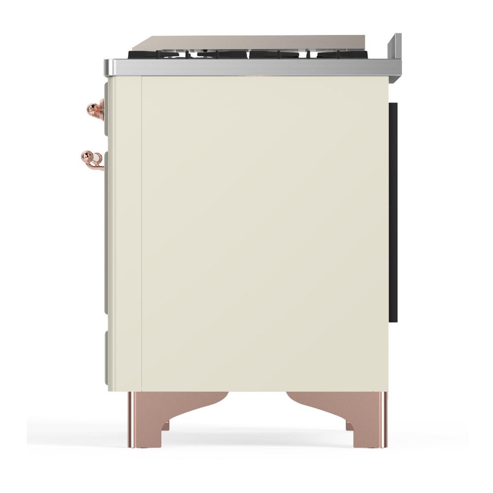 Ilve UM60FQNR3AWPLP Ilve Um60Fqnr3Awplp Majestic Iii 60 Inch Dual Fuel Range With 9 Burners And Griddle, Dual Function Burner Up To 25,000 Btu (Liquid Propane, Solid Door, Antique White, Copper)
