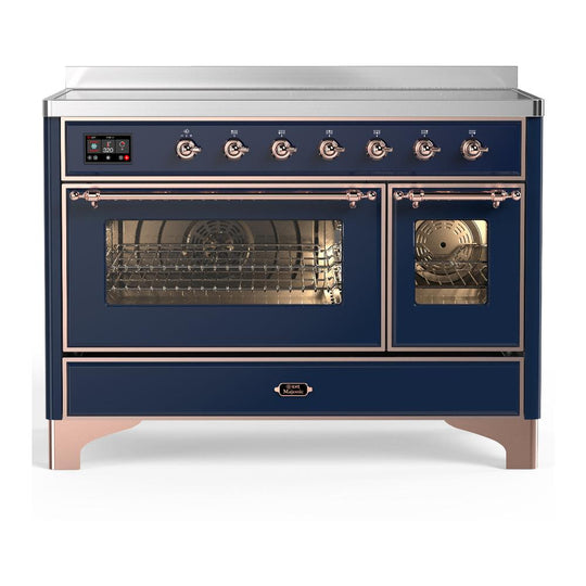 Ilve UMIB48NR3MBP Ilve Umib48Nr3Mbp Majestic Iii 48 Inch Induction Range With 6 Elements, 5.02 Cu. Ft. Total Oven Capacity (Triple Glass Door, Midnight Blue, Copper)